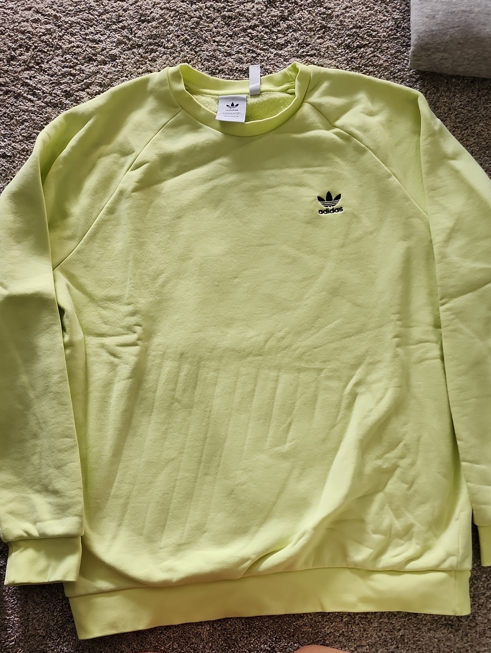 adidas Neon Lime Crewneck Sweatshirt with Trefoil Logo